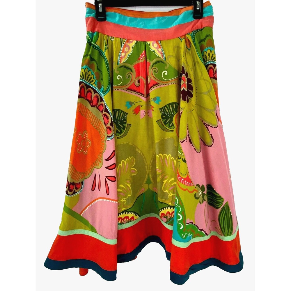 Hippy Indy Mirrored Skirt Women's M Fully Lined Midi Circle Colorful Boho Beauty